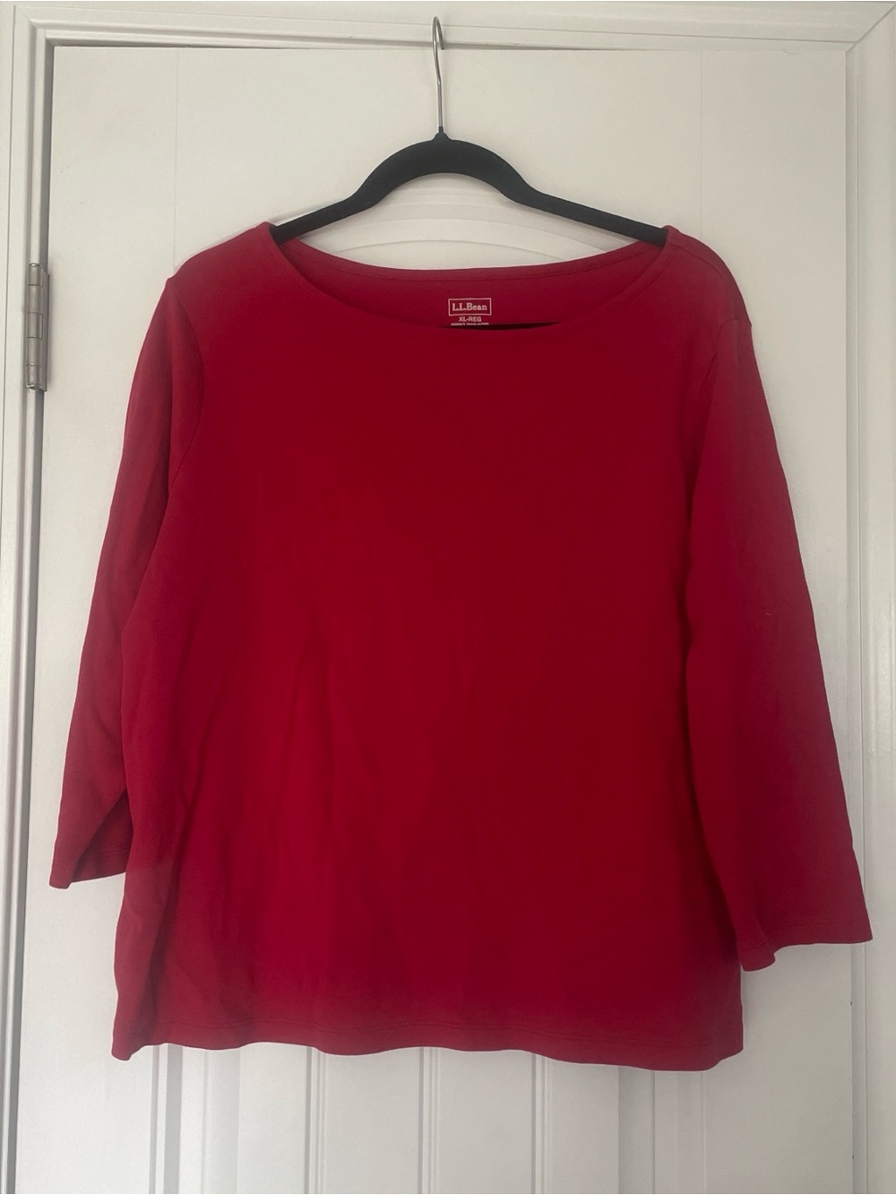 L.L.Bean Red 3/4 Sleeve Knit Top XL Classic Casual Everyday